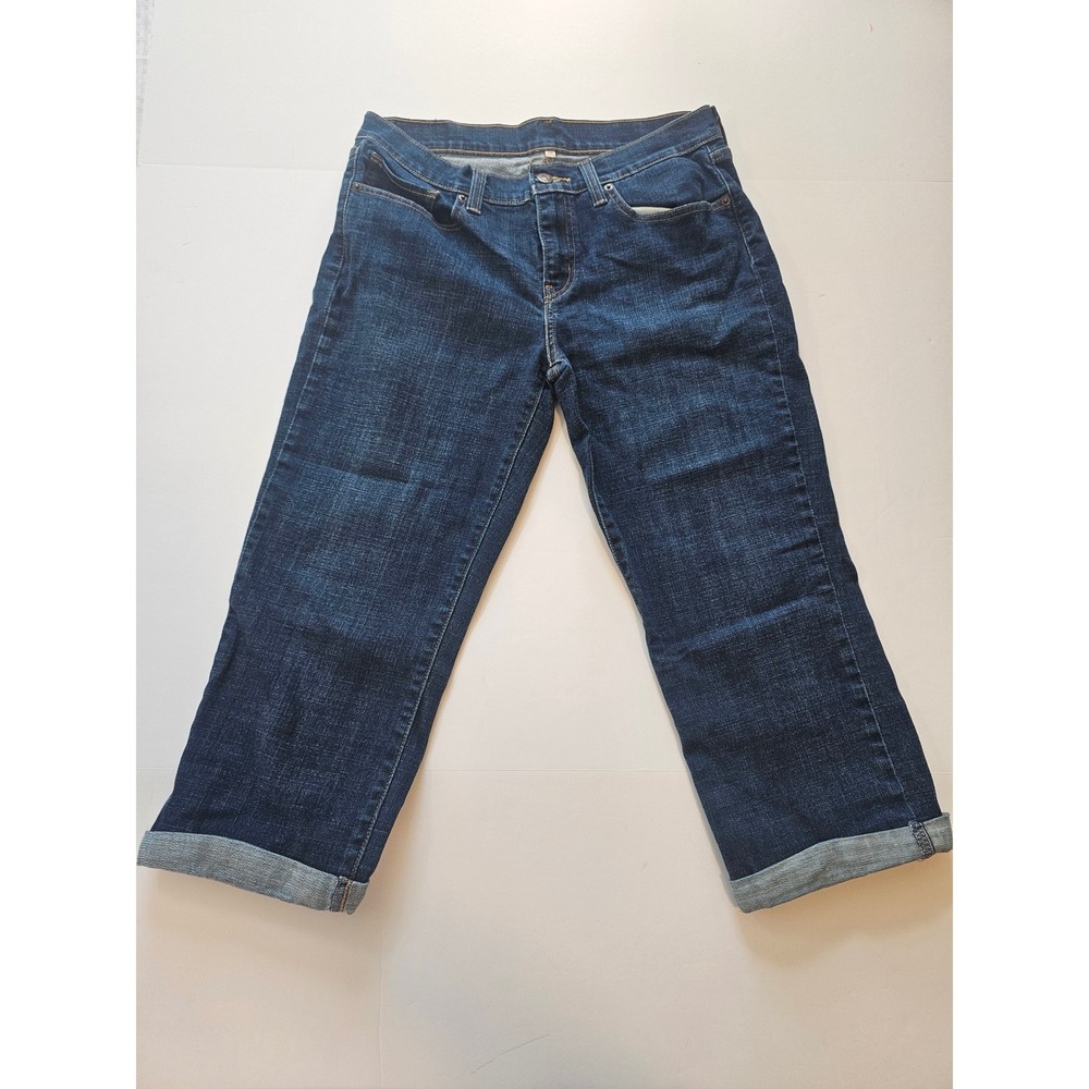 Levi's Denim Capri Jeans Womens 28 Dark Blue Cuffed Stretch
